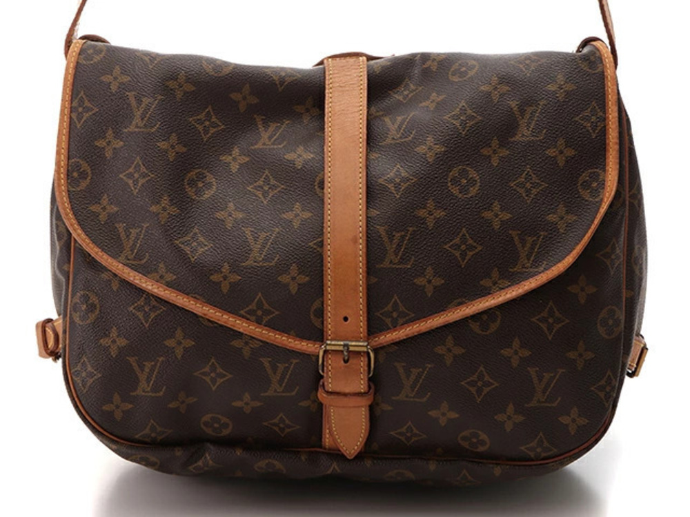 LOUIS VUITTON Saumur Shoulder Bag Monogram Brown